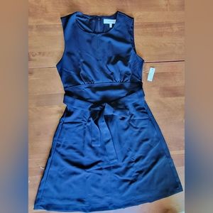 Lark & Ro Sleeveless Crew Neck Belted A-Line Dress, Blue, size 8